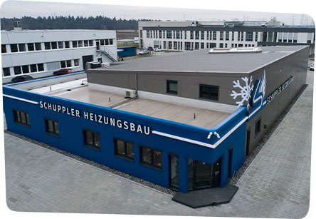 Firmengebäude Schuppler Heizungsbau Drohnenbild vom Firmengebäude Schuppler Heizungsbau