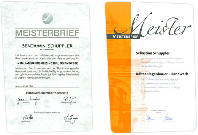 Urkunde Meisterbrief über bestandene Meisterprüfung