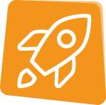 weiße Rakete auf orangenem Hintergrund